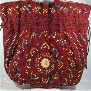 Embroidered Red Boho Bag